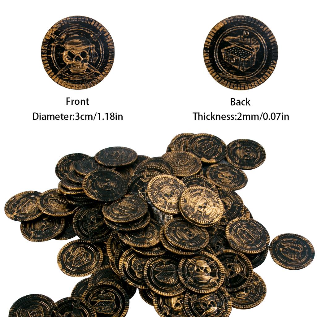 20-60pcs Pirate Coins Halloween Plastic Fake Game Coin For Kids Gift Birthday Party Decoration Treasure Coins Casino Party Favor