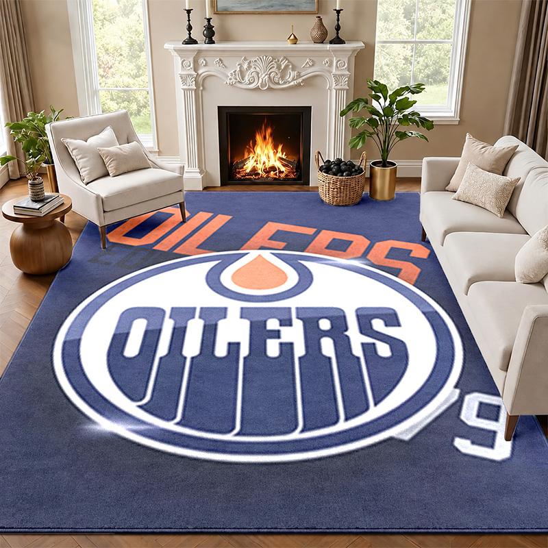 Edmonton Oilers Carpet Door Mat for Living Room or Bedroom Protective Mat Under Chair Office Decoration Christmas Gift Birthday Present