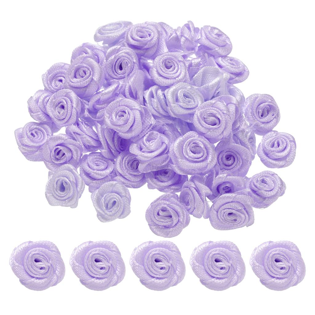 100Pcs 1.5cm Mini Satin Ribbon Roses Handmade Rolled Rosette Flower for DIY Crafting Accessories Sewing Wrapping Decoration