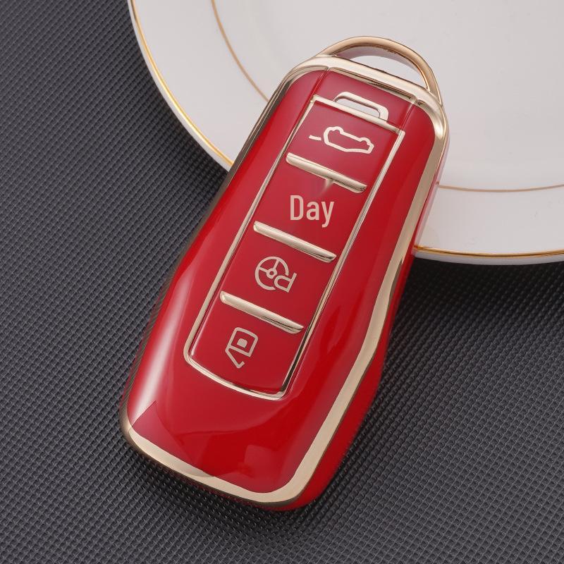 Xpeng G3 Key Case for P7 Car Remote: Gold-Edged PU Leather Protective Shell for Men & Women