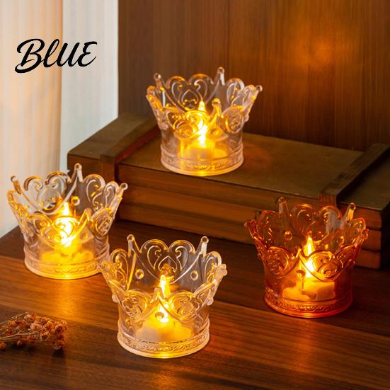 Flameless Faux Crystal Candle Night Birthday Party Supplies Romantic Wedding Decor European Style Ornament Crown LED Tea Light Creative Gift