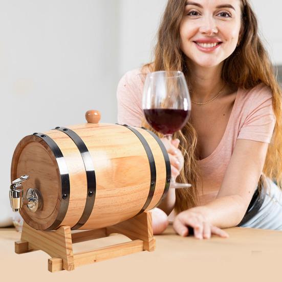 Дубовая бочка для вина 1/1,5/3 л с подставкой, винтажная бочка для выдержки виски, диспенсер, деревянная бочка