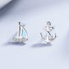 Серьги-гвоздики из стерлингового серебра 925 пробы с лодочкой и якорем, простые индивидуальные мужские и женские модные студенческие антиаллергенные серьги, серьги