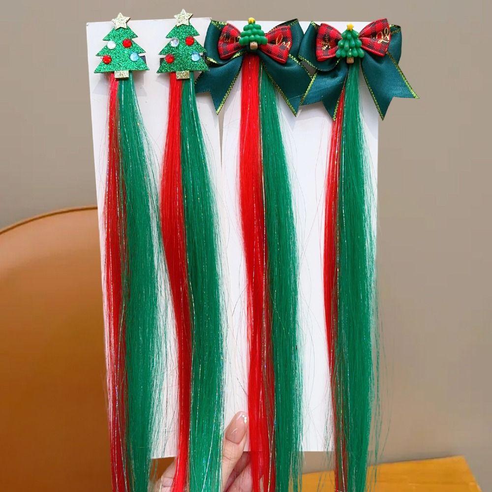 1/2Pcs Vibrant Festive Hairpin Ornament Santa Claus Wig Braid Hair Tie Hair Accessories