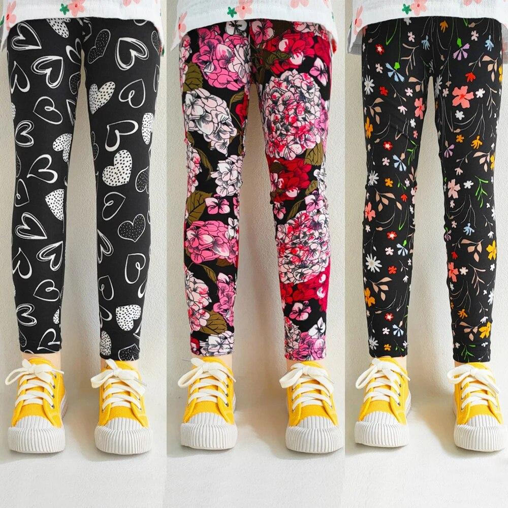 Print Kids Baby Girl Leggings Spring Summer Children Stretch Slim Pants for 2-11 Years