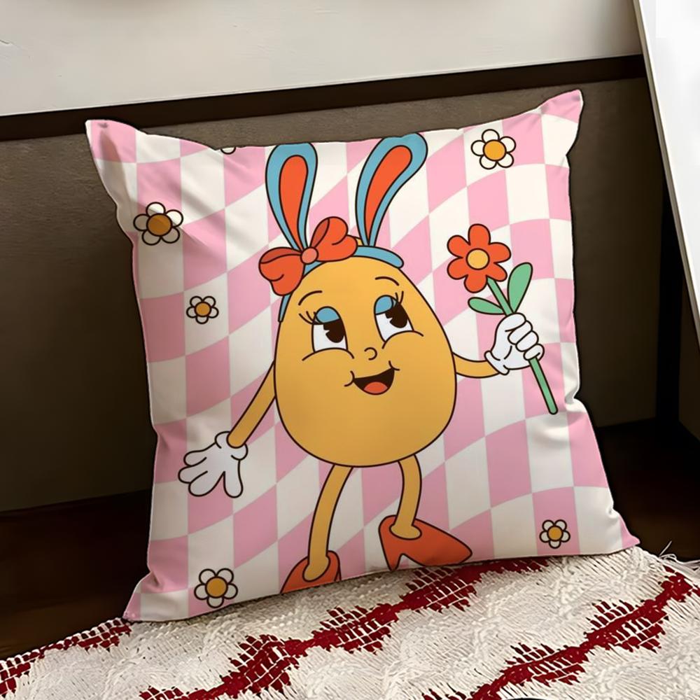 Easter Day Cushion Cover Reversible Soft Durable Pillow Cover Home Car MultiScene Use for Daily Comfort