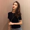 2025 Spring Retro Chic Korean Round Neck Basic Short-Sleeve T-Shirt for Women