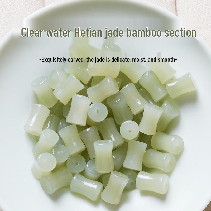 Натуральные бусины в форме бамбукового бочонка из нефрита Хэтянь (Цинхай) для изготовления украшений своими руками: Хрустальный Браслет Аксессуары из Нефрита Синьцзяна