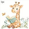 1 шт. Мультяшное животное Жираф Читающий Книги Наклейка на стену Бабочка Цветок Арт Наклейка на стену Спальня Гостиная Декор стены на фон