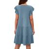 Summer Beach Dress For Women Casual Round Neck Tunic Ruffle Short Sleeve A-Line Tiered Babydoll Dress Flowy  Dress