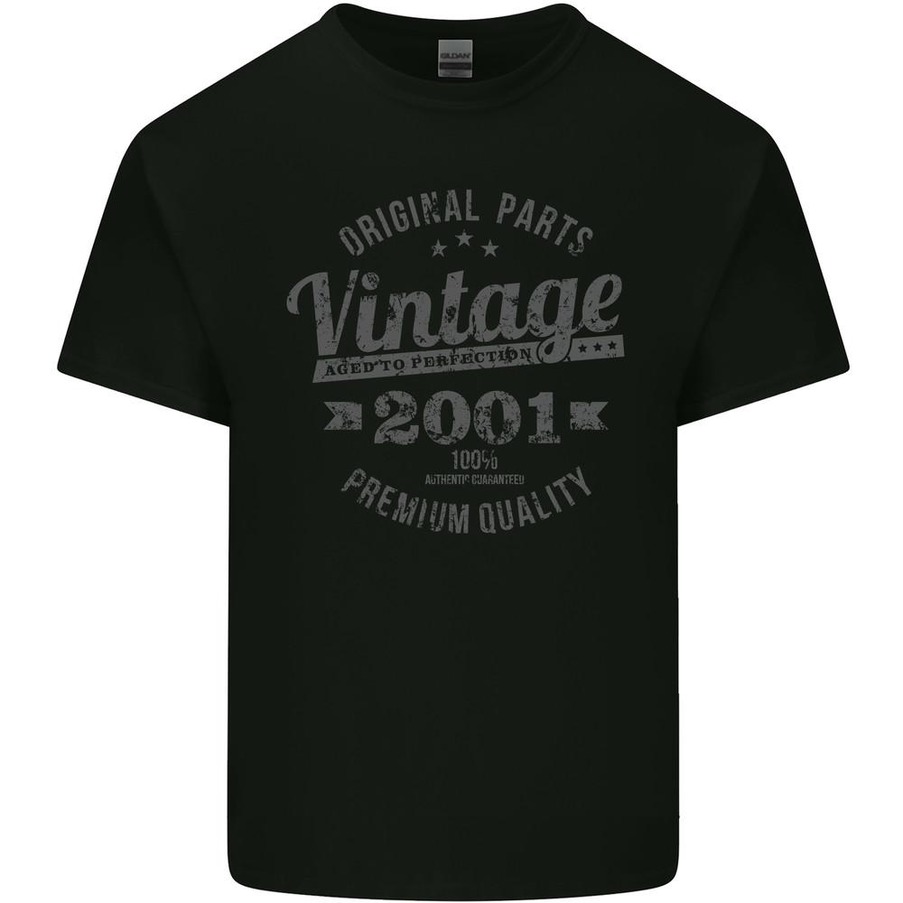 Vintage Year 24th Birthday 2001 Mens Light Cotton T-Shirt Black Unisex T-Shirt