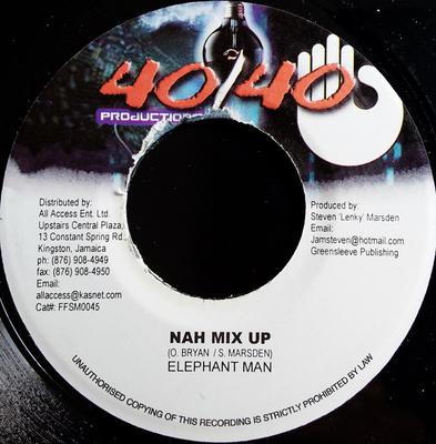 7-дюймовая пластинка ELEPHANT MAN - Nah Mix Up FFSM0045 40/40 Productio 2003 Ямайка Регги, Ска и Даб Б/У