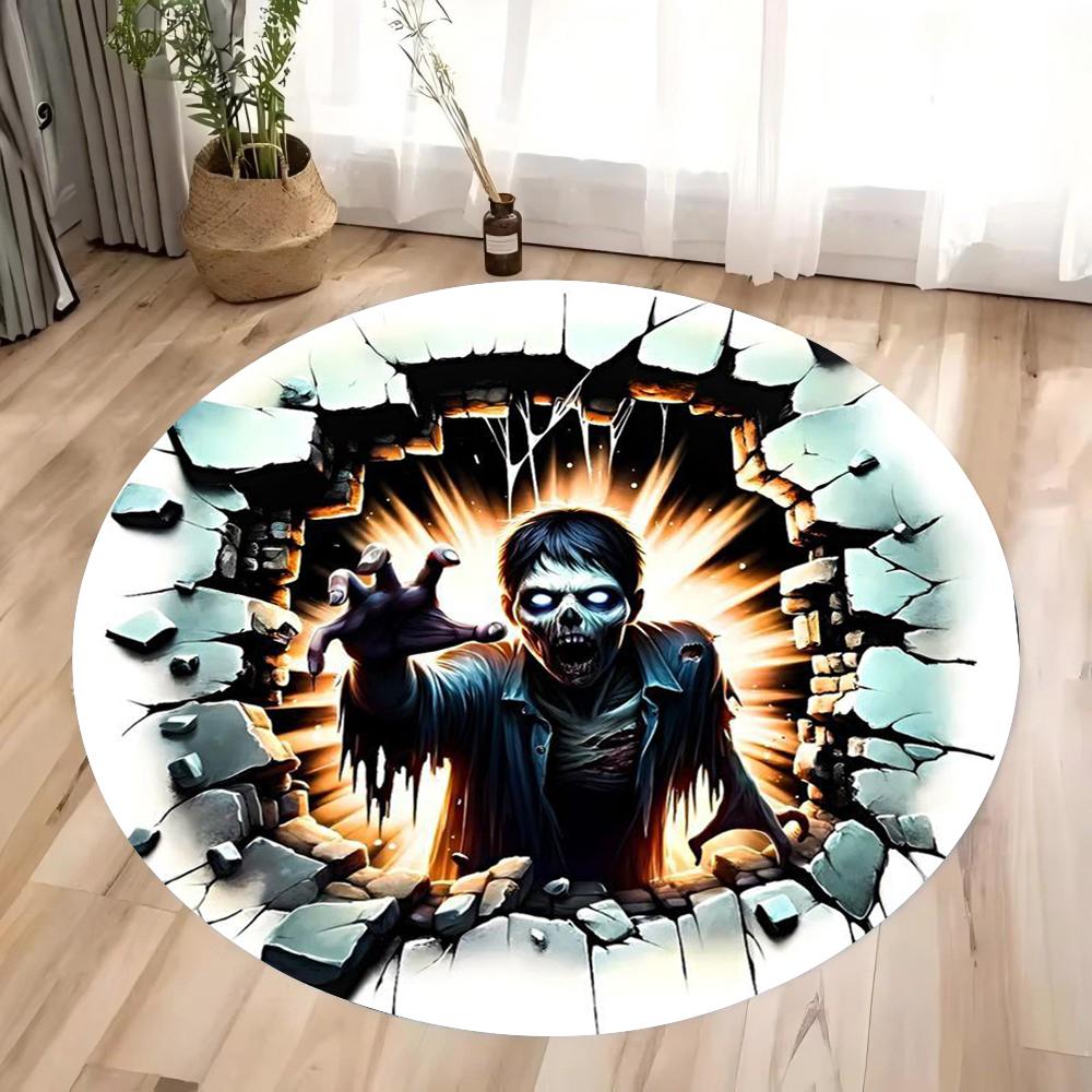 3D Круглый Ковер Хэллоуин Ужасы Ковер Зомби Апокалипсис Подходит для Ковра в Спальне Гостиной Домашний Декор Подарки
