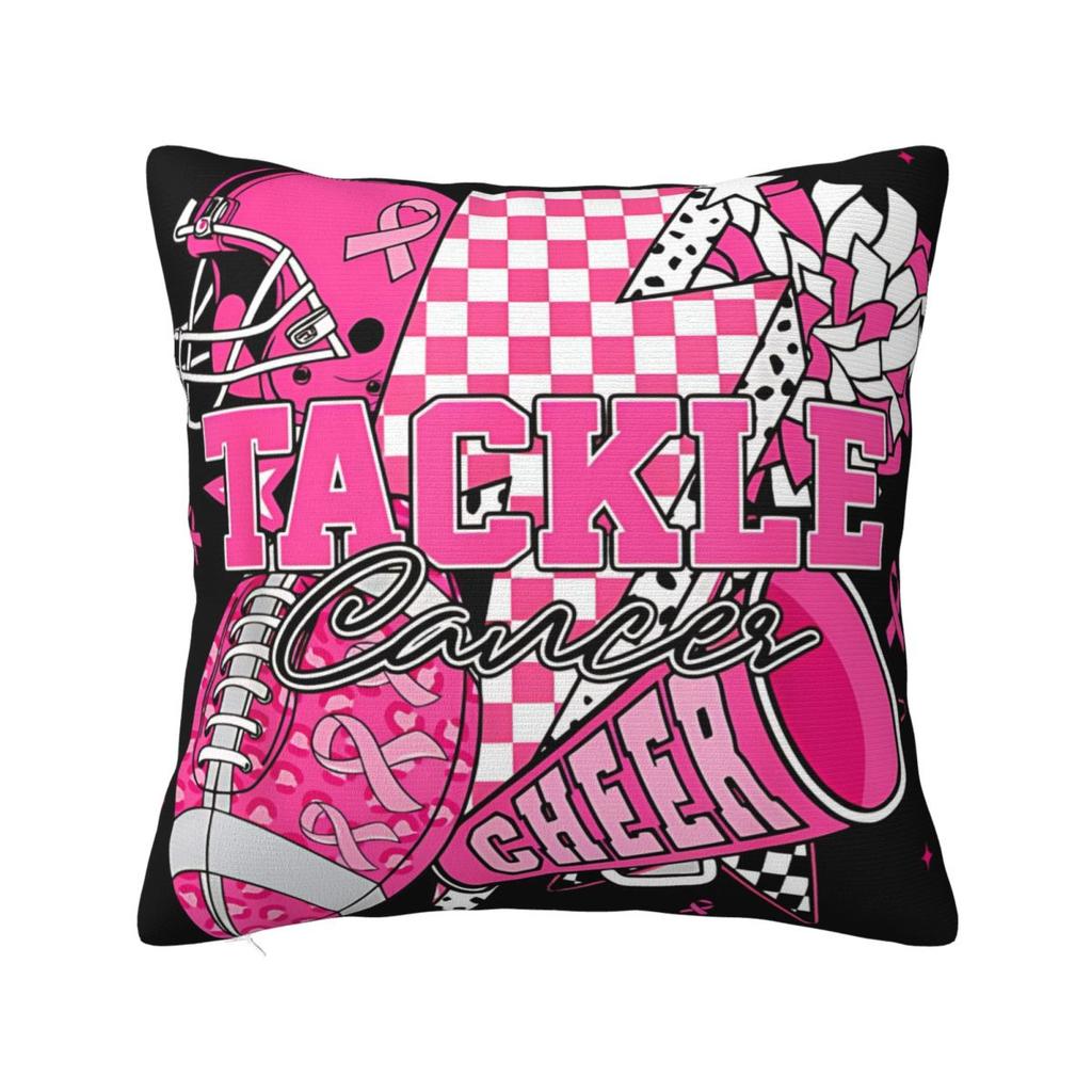 Football Breast Cancer Awareness Support Pillow Covers Car Cushion Cover Cute Pillowcase 4040