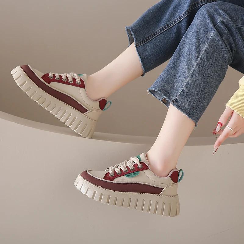 Мода 2024 года. Модная женская обувь на шнуровке. Женская вулканизированная обувь. Лидер продаж. Цветовая гамма. Высококачественная классическая повседневная обувь с круглым носком.