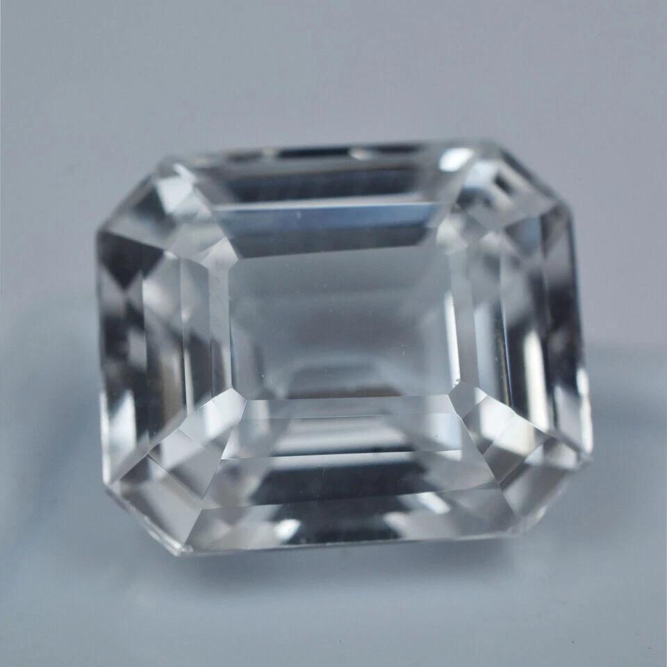 9-11 Ct Natural White Sapphire Emerald Cut Fabulous Certified Loose Gemstone