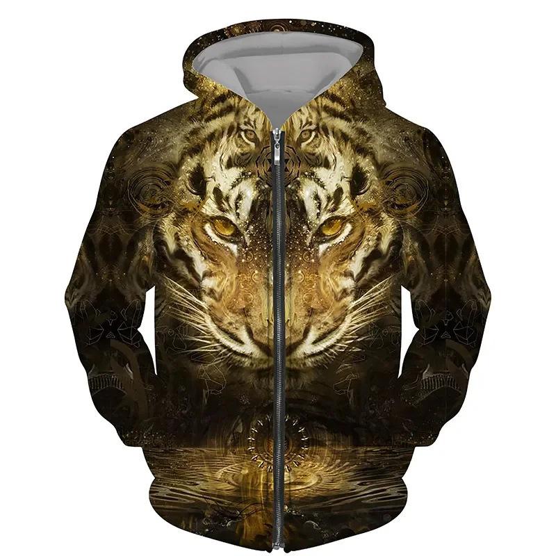 Куртка с принтом тигра и животных больших размеров, мужская толстовка с капюшоном, толстовка на молнии, кардиган, спортивная одежда в стиле ретро, пальто