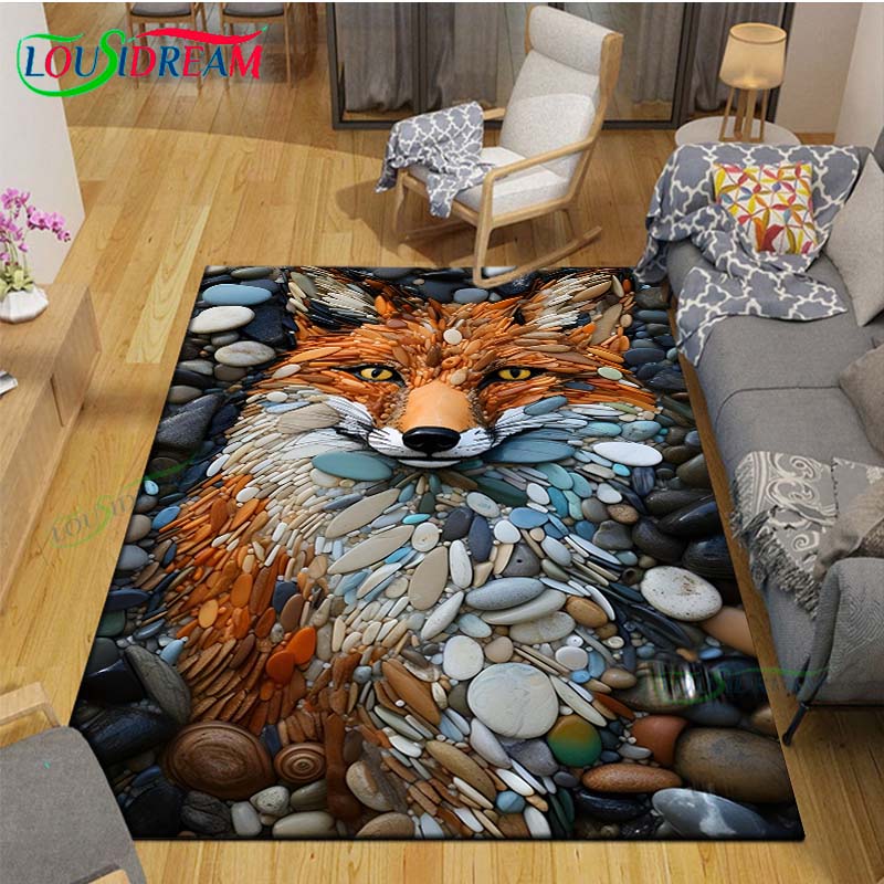 3D Funny Pebble Decor Carpet for Outdoor Balcony Garden Coffee Table Bedroom Area Rugs Kitchen Un-slip Floor Mat Alfombra Gift
