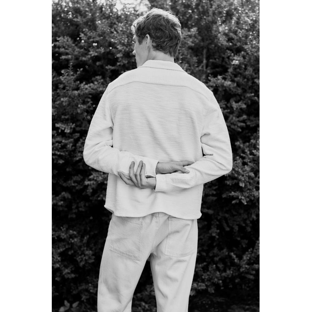 H M Textured sHirt Regular Fit creaM