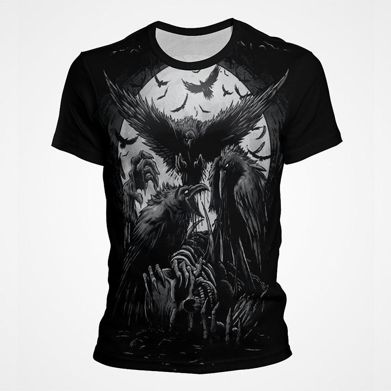 Футболка с принтом «Punk Crow» 3D, футболка «Dark Mighty Raven», мужская повседневная уличная одежда, женские футболки, повседневные топы с птицами и графикой больших размеров