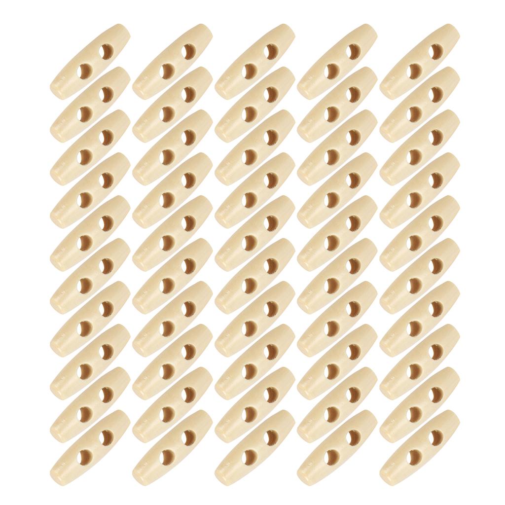 50Pcs Buttons OliveShaped CreamColored Wooden Buttons Cloth Sewing Accessories 30mm