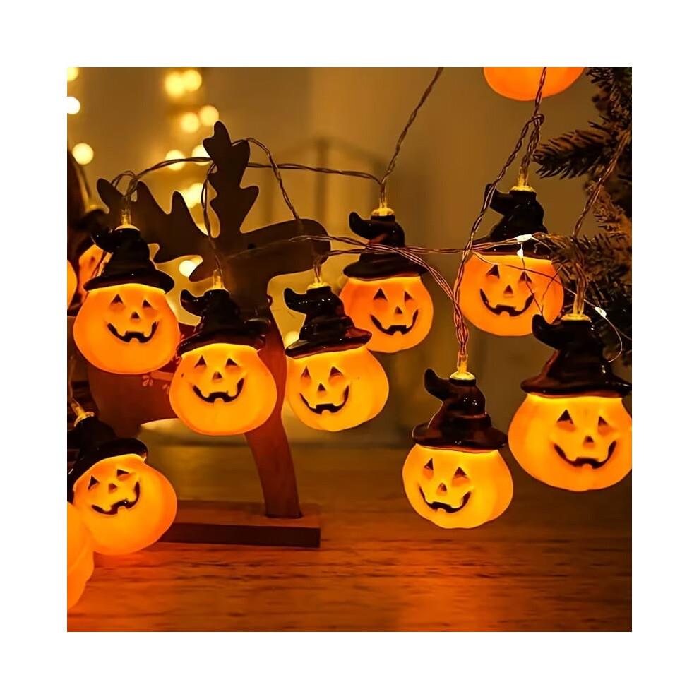 LED pumpkin lantern string lights with witch hat design 10