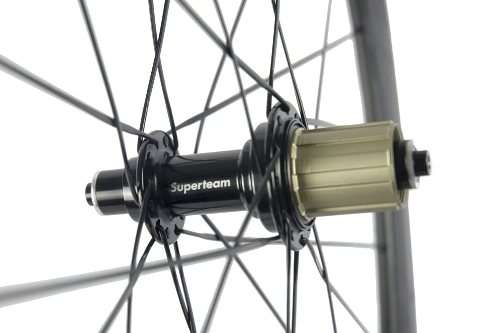 Windbrake Bike SUPERTEAM 50mm Clincher Wheel Set 700c 23mm Road Bike Carbon Wheel (Black)