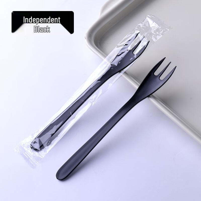 Individually Wrapped Disposable Black Plastic Dessert Forks