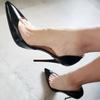 Мода 2024 года, новые классические черные женские туфли на высоком каблуке, женские туфли-лодочки с острым носком, туфли на шпильке, сексуальные свадебные туфли класса люкс, дизайнерские туфли 10 см, Talon Femme