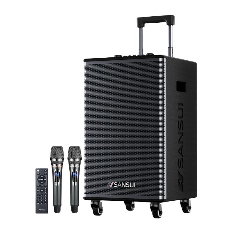 SANSUI E15 Outdoor Portable KTV Speaker with Dual Microphones CN plug (adapter included) (CN version)