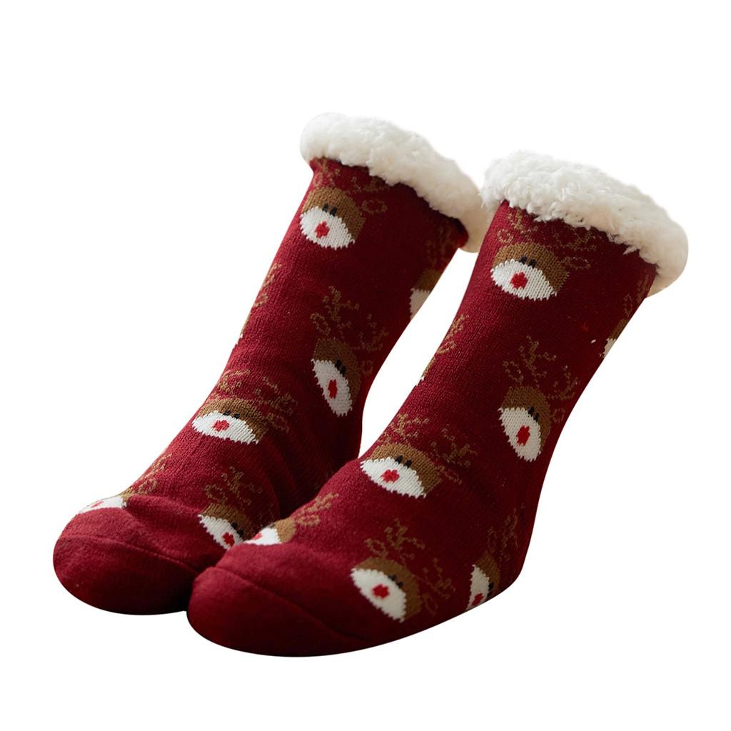 Christmas Women Cotton Socks Print Thicker Anti-slip Floor Socks Carpet Socks