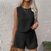 Women's Fashion Solid Color Sleeveless Vest Shorts Casual Two Piece Set