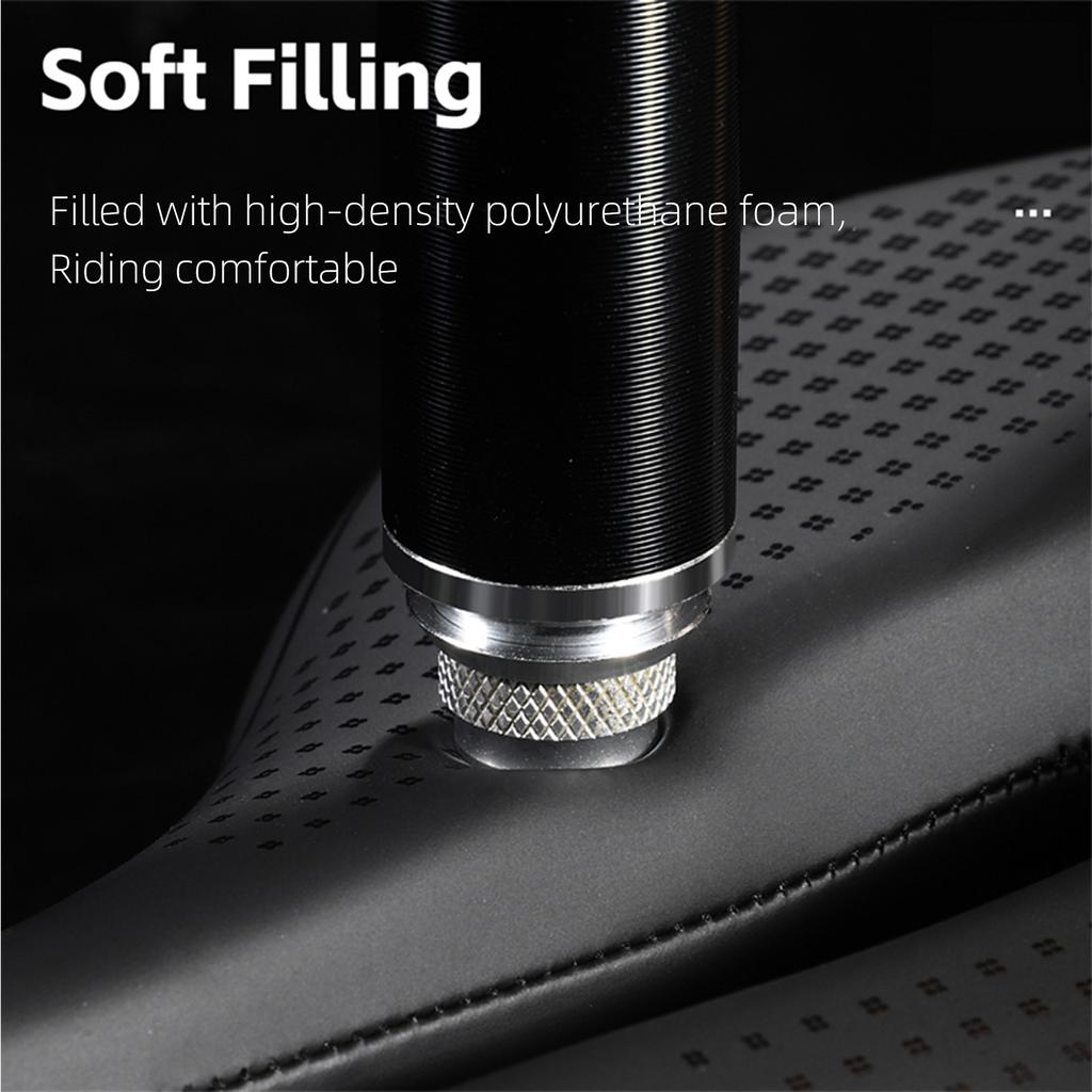 Mountain Bike Saddle Comfortable PU Leather Saddle with Hollow Design Anti-Slip Shockproof for