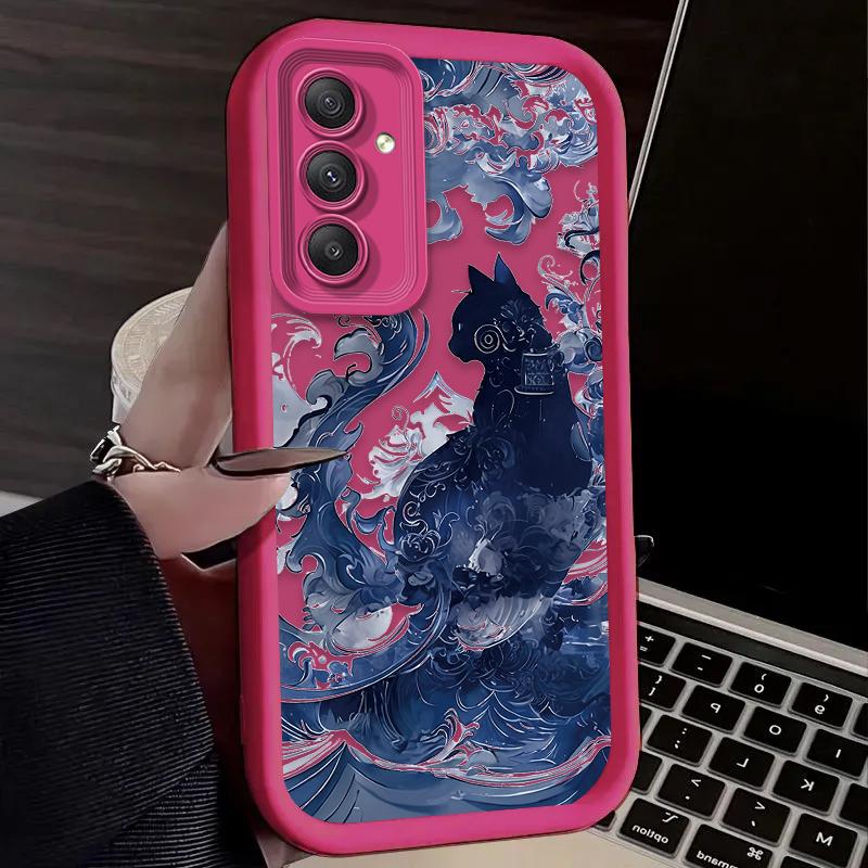 Арт Брызги чернил Кот Мягкий чехол Для Samsung Galaxy A54 A05 A05S A34 A24 A14 A53 A33 A23 A13 A52 A52S A32 A22 A12 A71 A51 A31 A50