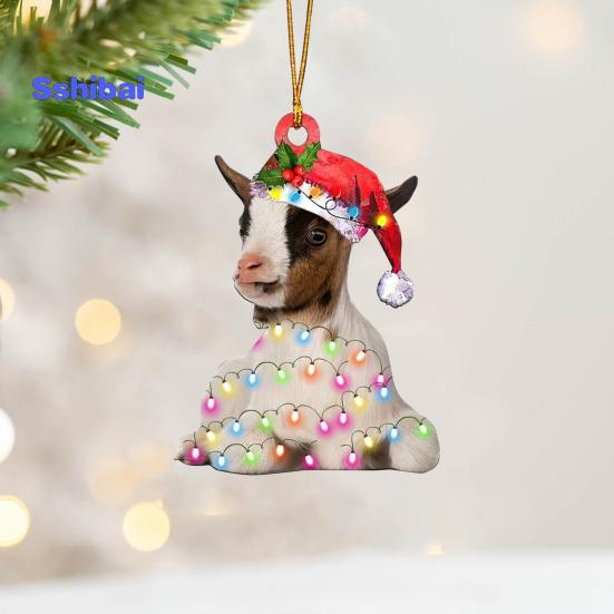 Рождественские подвесные украшения в виде животных Коза Утка Кошка Панда Корова Акриловый многоразовый праздничный декор Рождественская елка Орнамент Подвеска Праздничные принадлежности Подарок