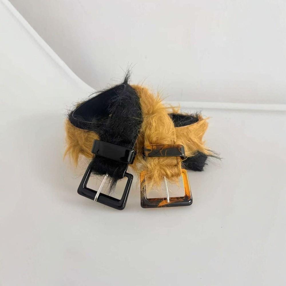 Pin Buckle Fluffy Waist Belt Adjustable Vintage Waist Seal Punk Faux Fur Waistband Concert