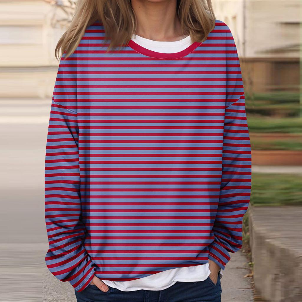 Женская повседневная модная винтажная печатная толстовка с длинным рукавом и круглым вырезом, многослойный пуловер