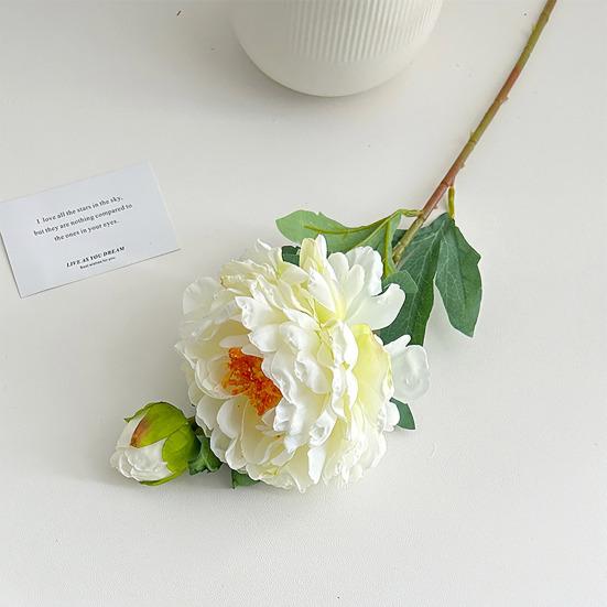 24" Artificial Peonies Flowers Faux Silk Peony Flower Fake Long Stem for Vase Floral Arrangement