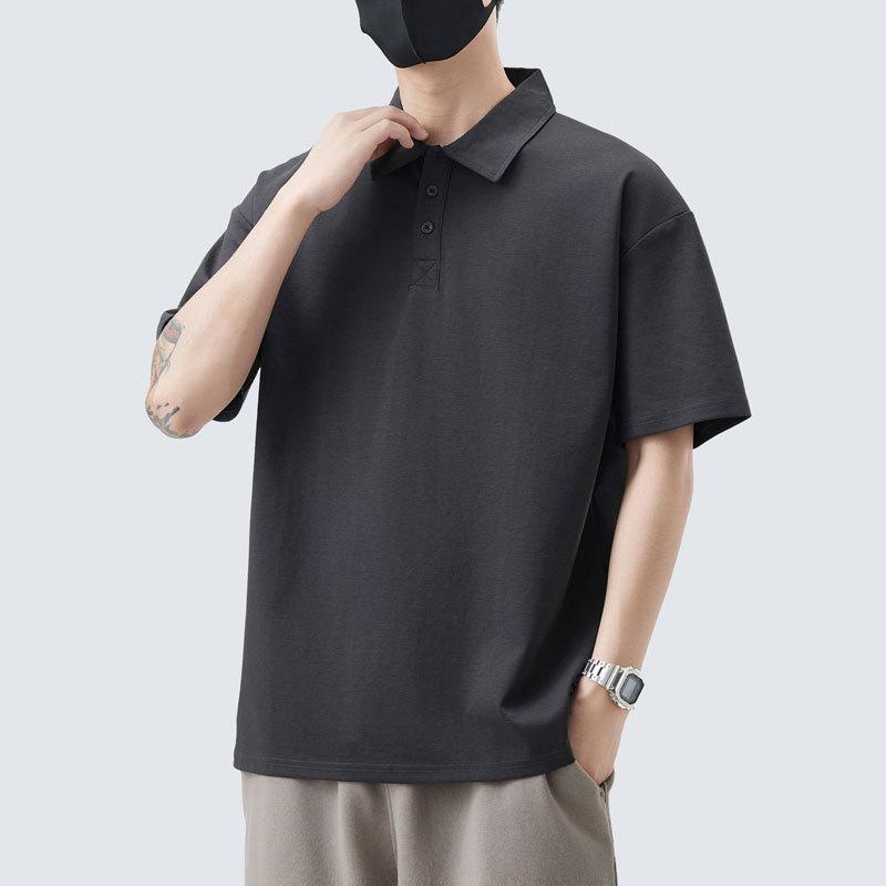 Мужская летняя новая свободная футболка-поло с коротким рукавом, мужская тонкая футболка с коротким рукавом и лацканом