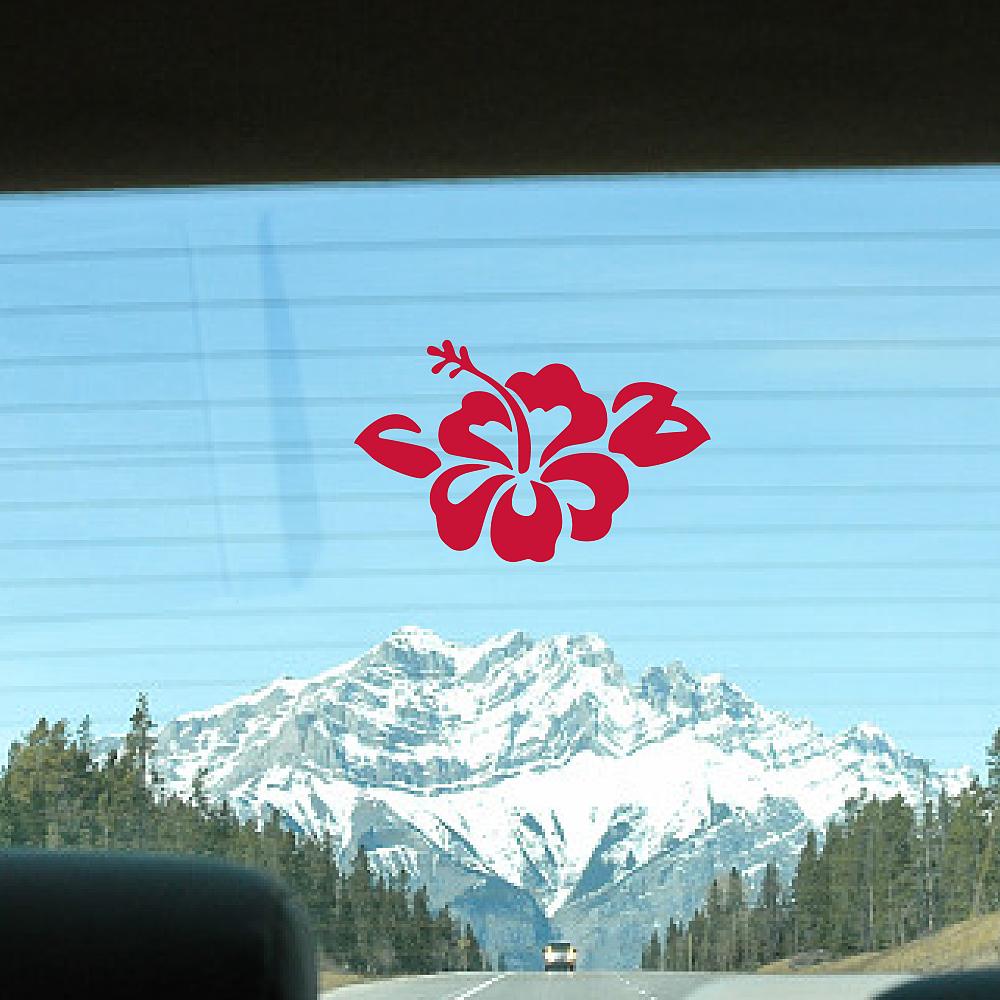4Pcs 4 Styles PET Waterproof Self-adhesive Car Stickers Reflective Decals for Car Motorcycle Decoration Red Flower Pattern 200x200mm 1pc/style