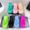 New Women's Shoes Fashion Large Size Wedges Heel Flip-flops Square Toe Thick Sole Beach Slippers Shoes for Women 2024