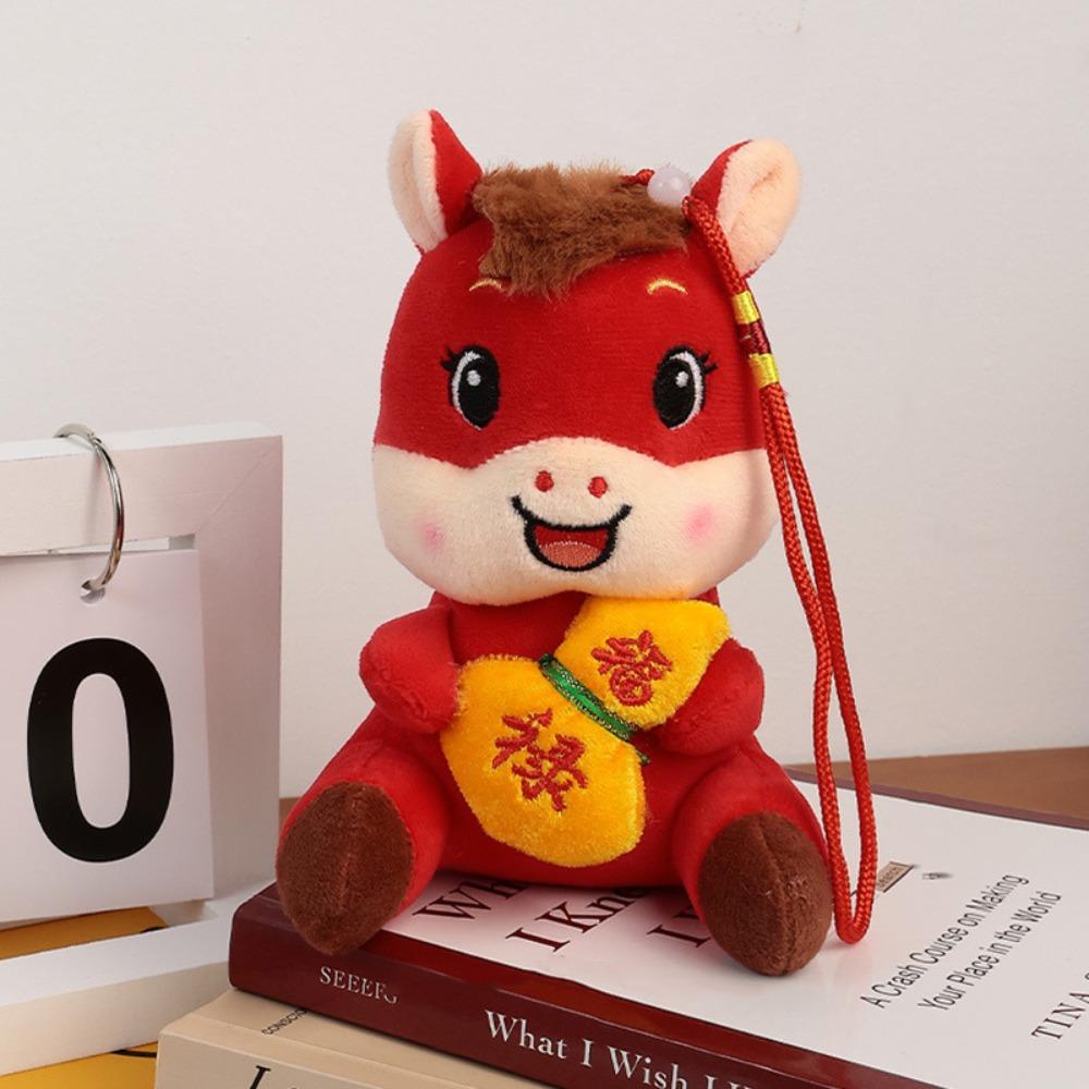 Red Chinese Zodiac Horse Doll Cartoon Mascot Traditional Pony Plush Doll  New Year