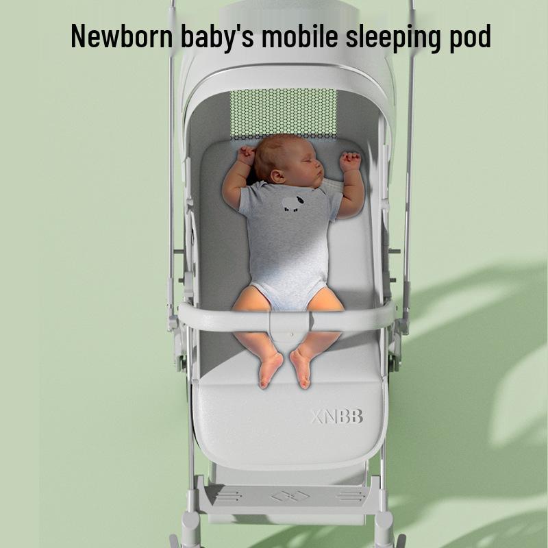 Компактная четырехколесная детская коляска: Сидеть, Лежать, Складывать - Легкий дизайн зонта с амортизацией для возраста 0-3 года.