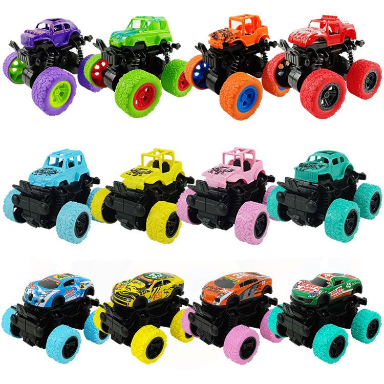 Детская инерционная полноприводная модель внедорожника для трюков с амортизацией.