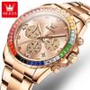 Fashion Chronograph Quartz Watches Stainless Steel Waterproof Luxury Colored Diamonds Watch Mens Gifts Relogio Masculino