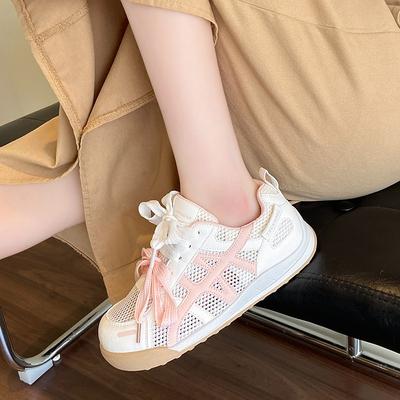 Модная женская повседневная обувь с круглым носком, на шнуровке, на плоской подошве, сетчатая (Воздушная сетка) Женская спортивная обувь Платье Спорт Мода Zapatillas De Mujer