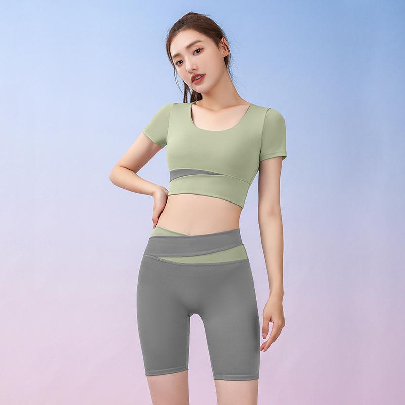 Sports Set Women 2 Piece Set Gym Crop Top Seamless Shorts Yoga Sets Sport Bras Suit Summer Workout Outfit Fitness Gym Clothes