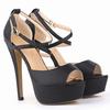 Women Pumps Platform Stilettos Peep Toe Matte Leather Buckle Sandals Sexy Extremely High Heels Shoes Shoe