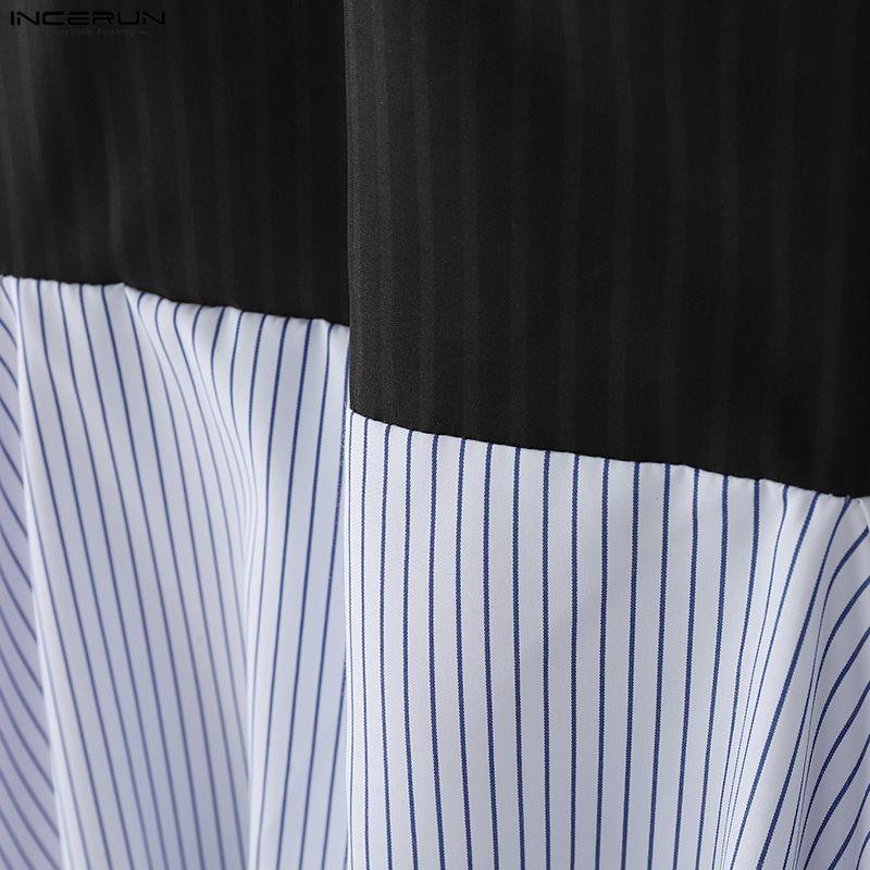 INCERUN Мужские повседневные брюки-фонарики в полоску на молнии с завышенной талией