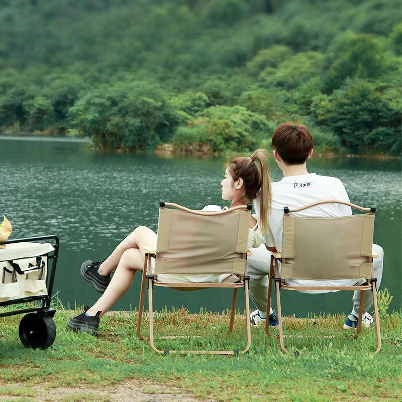 NuFeng Outdoor Folding Camping Chair with Beech Armrests
